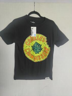 NWT Cookies Connoisseur Men's T Shirt Sz S Black With Bitten Cookie Graphic 420